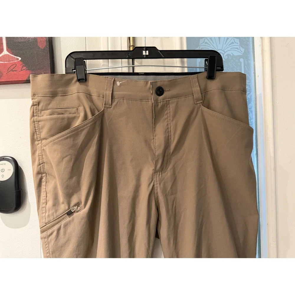 Orvis Mens Performance Stretch Khaki Pants Tan Straight Leg Hiking 1525905